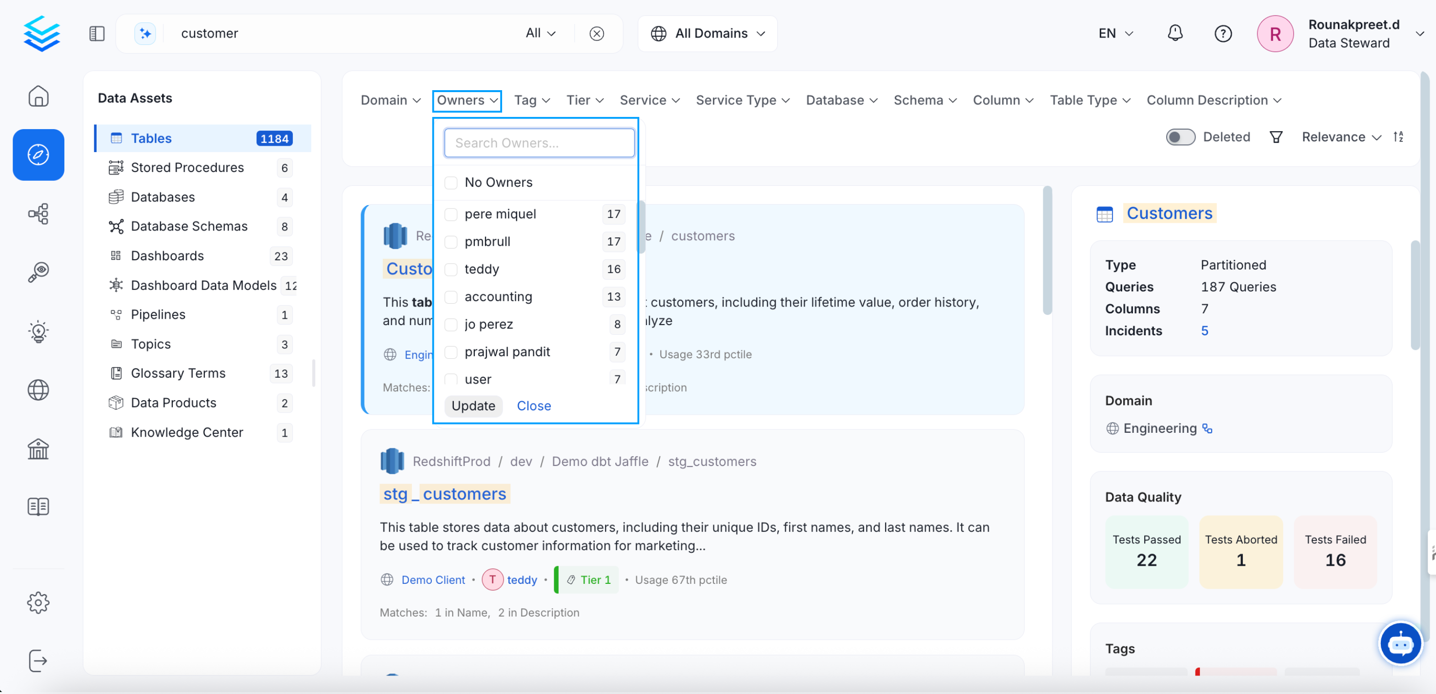 Filter by Asset Owner