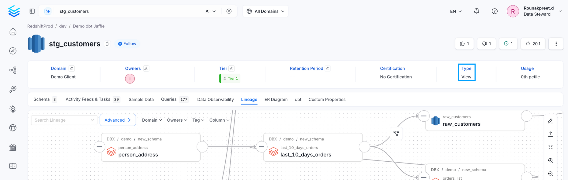View Lineage through Metadata Ingestion