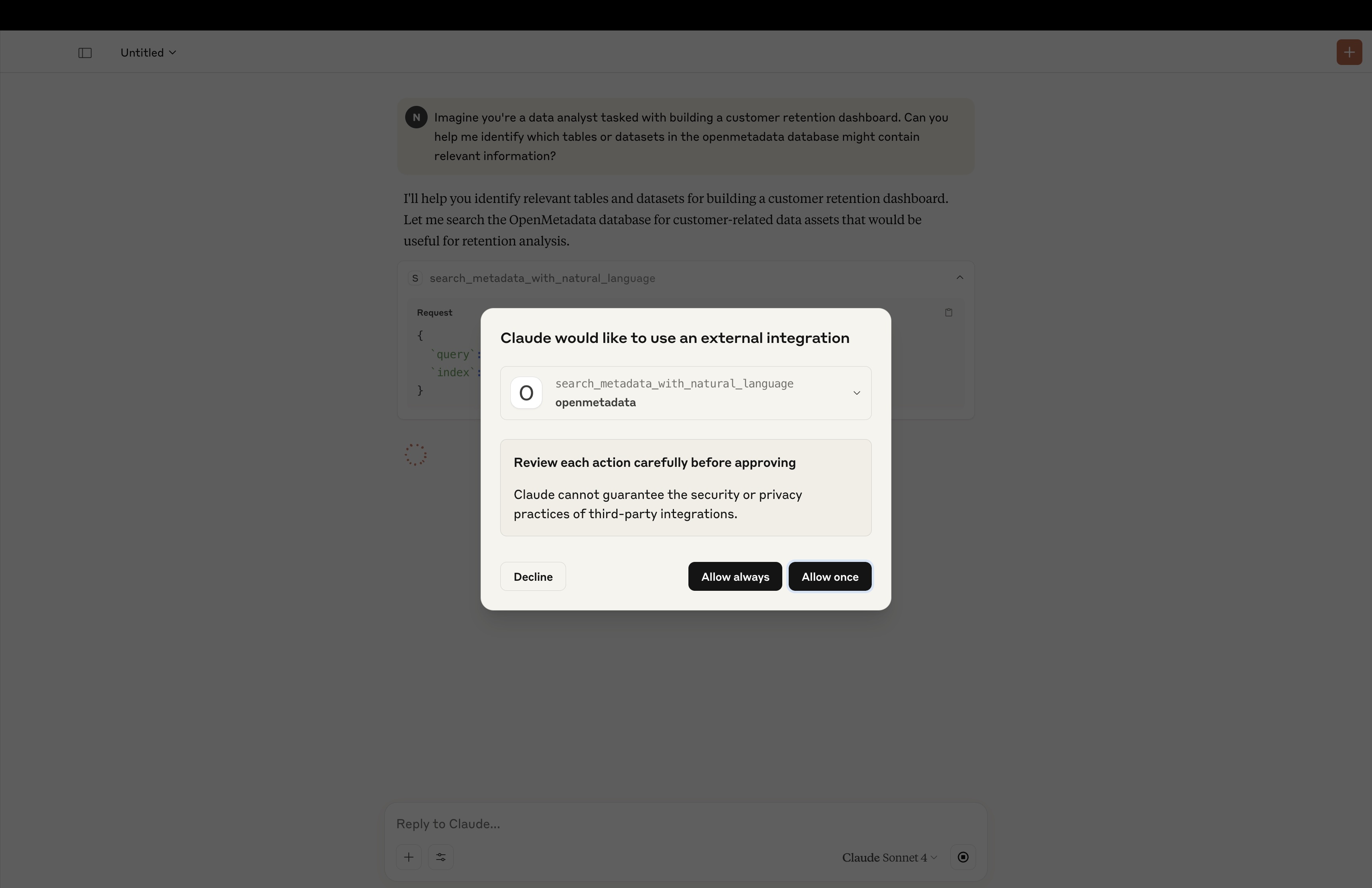 Allow Claude to use OpenMetadata